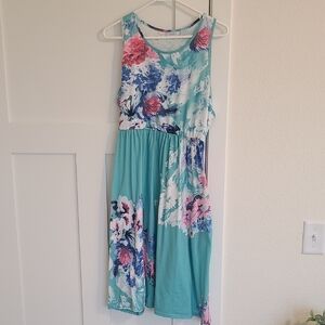 Floral Dress in Blue and Pink
